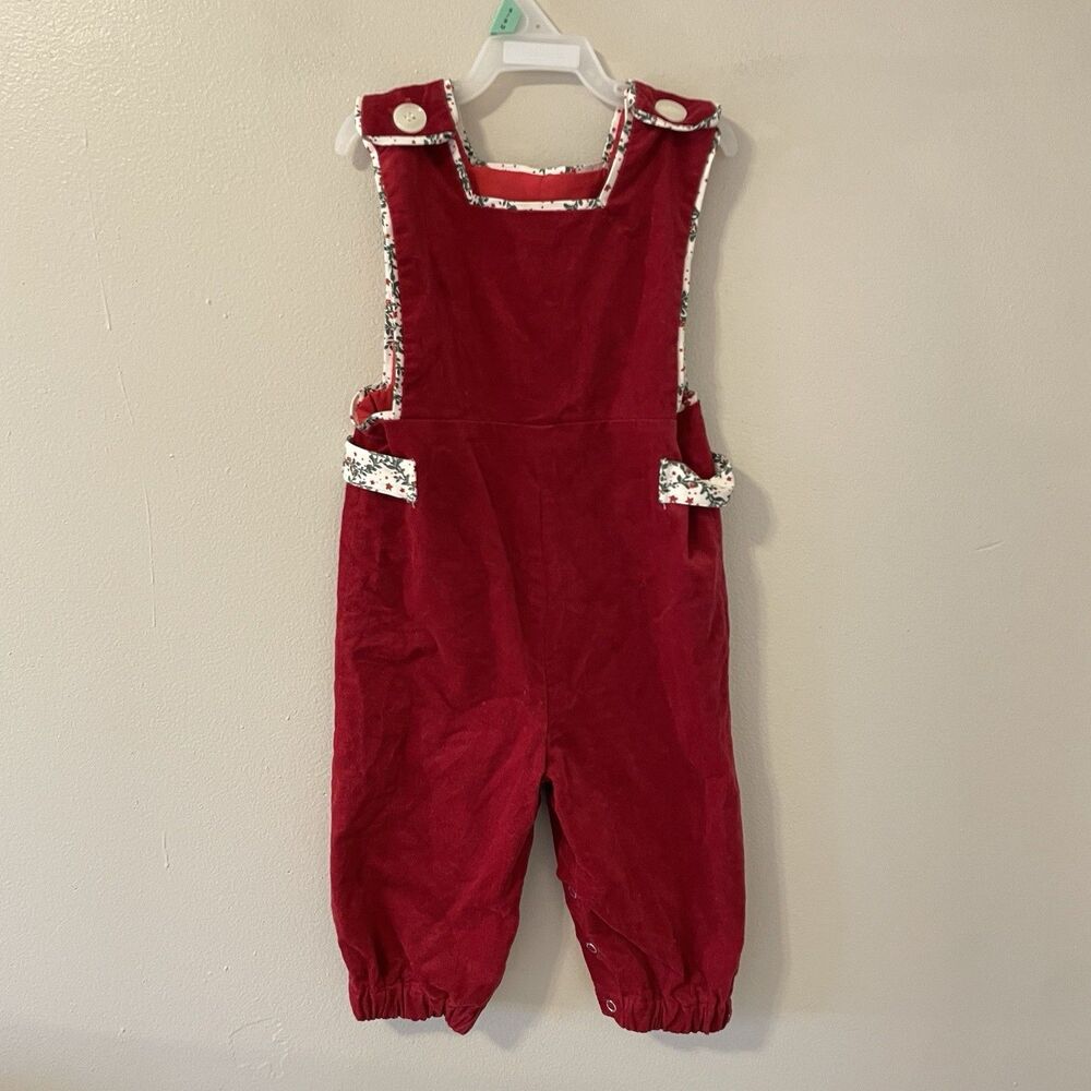 Henry Duvall Holiday Velvet Christmas Overalls Sz 12-18 Preppy